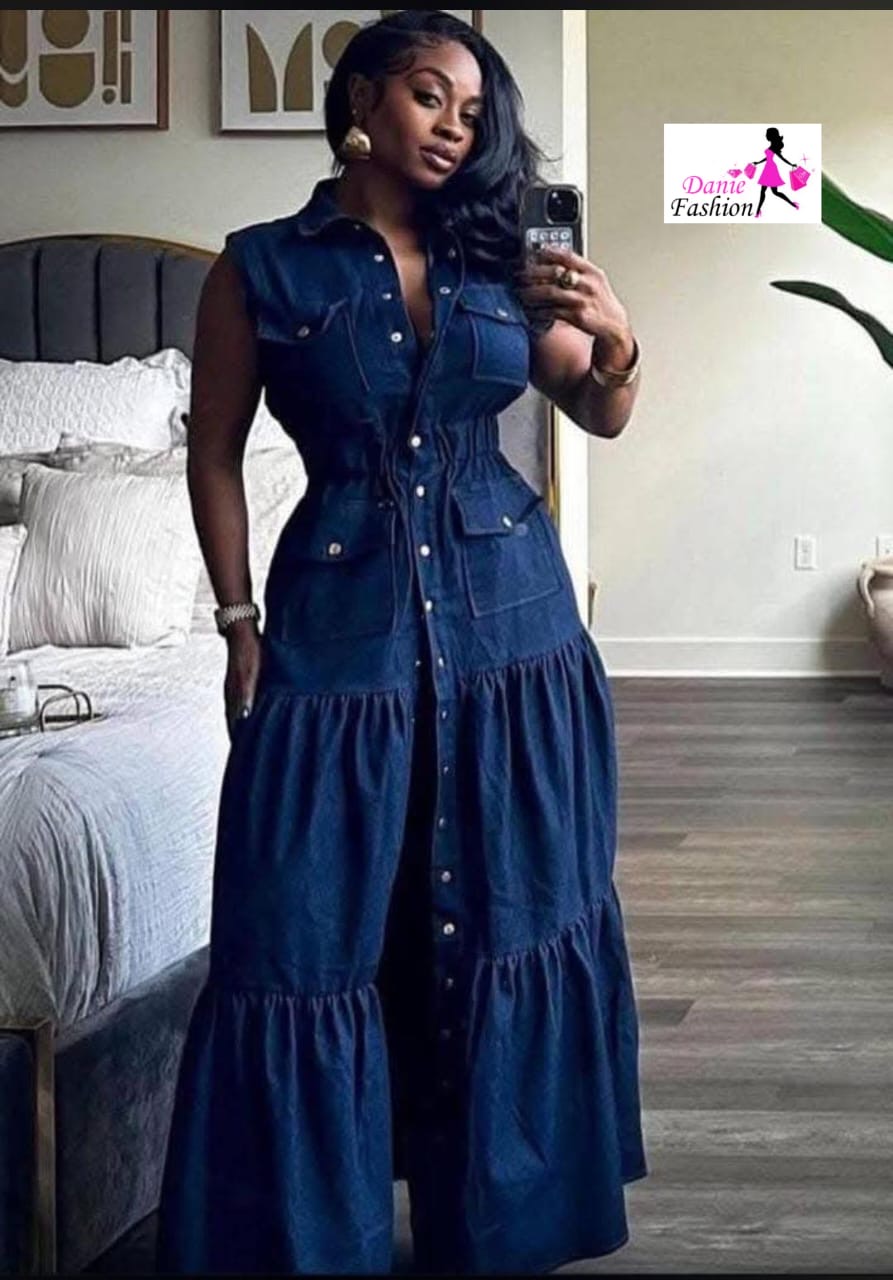 MAGNIFIQUE ROBE LONGUE EN JEAN đâš